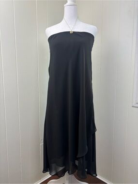 Alex Evenings Black Layered Maxi Skirt
